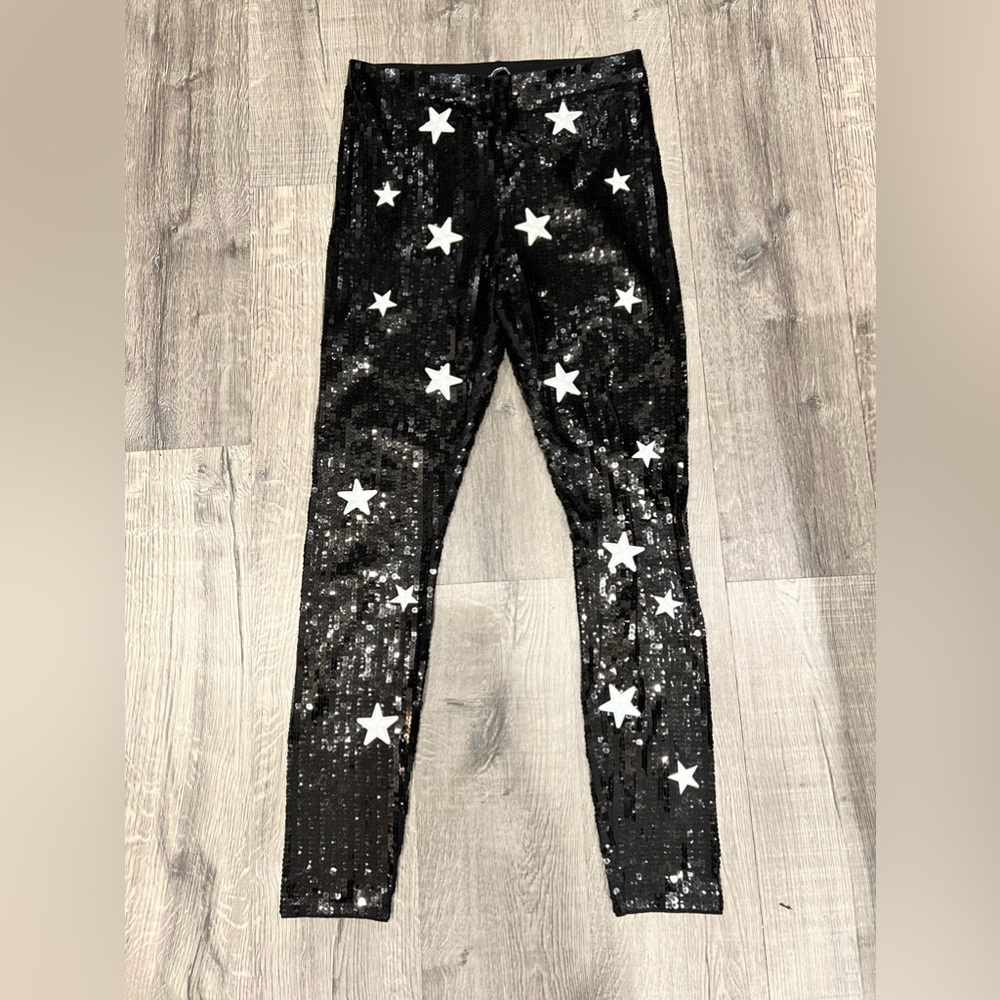 Sequin pants with white stars - custom - Medium